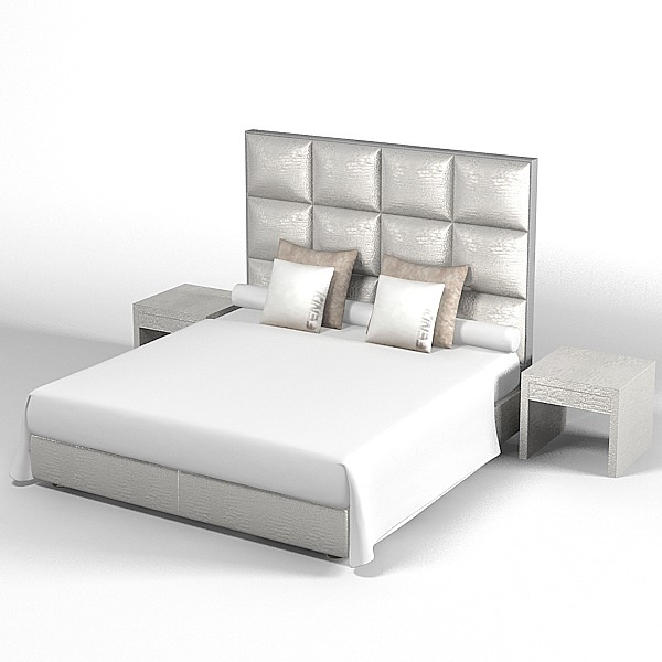 3d model of fendi modern contemporary - fendi modern contemporary high back leather bed bedroom set elegant luxury by archstyle